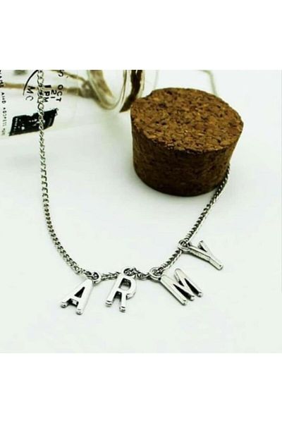 AlpCollection Gray Army Lettered 45 Cm Chain Gift Women's Necklace Jewelry