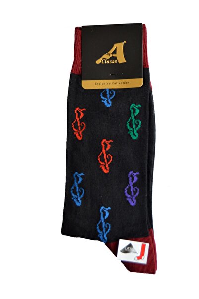 A CLASSE Left Switch Patterned Men's Black Socks