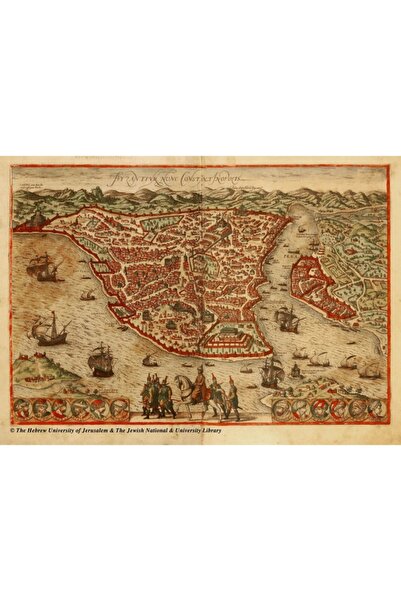 Tablosan Konstantinopolis Eski Istanbul Haritası Kanvas Tablo 30x40 Cm 30x40 Cm