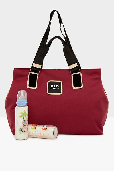 Bagmori Claret Red Women's Garnished Snap Fastener Hanger Mother Baby Care Bag M000004048