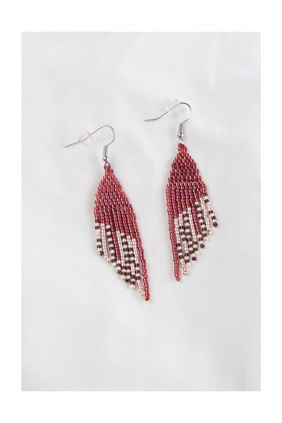 Zarias's Earrings Miyuki Tassel Pattern Claret Red