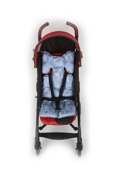 Sevi Bebe عربة أطفال بنمط الدنيم باللون الرمادي ووسادة مقعد السيارة