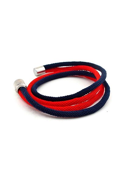 Solfera Red Navy Blue Wrapped Magnet Clip Men's Bracelet BT628
