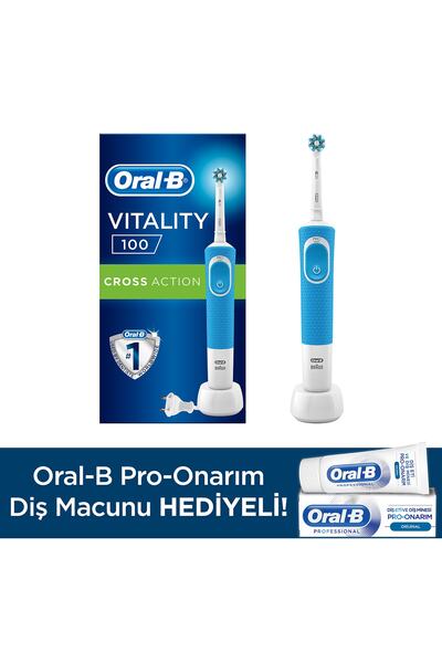 Oral-B D100 Şarjlı Diş Fırçası Cross Action Mavi Pro Onar 50ml Diş M.