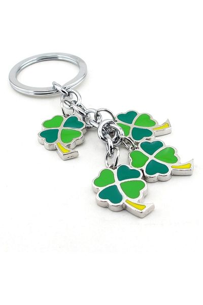 Solfera Leafy Clover Luck Dangle Four Metal Keychain - Kc810