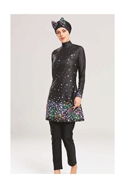 Adasea 4113 Black Emerald Shiny Full Length Hijab Swimsuit