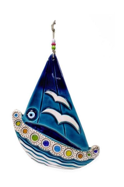 CajuArt Decorative Ceramic Sailing Ship Shaped Wall Door Ornament