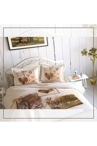 Özdilek Set cuvertură de pilota Ranforce Double 3d Art Love Winter Beige