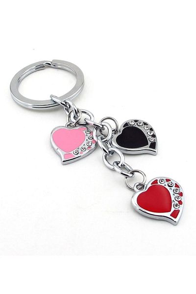 Solfera Colorful Hearts Dangle Metal Keychain Kc813