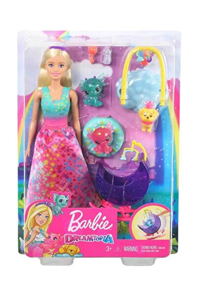 Barbie Dreamtopia Prenses Bebek ve Aksesuarları Oyun Seti GJK49 - Elbiseli Uyku Temalı - Gjk51