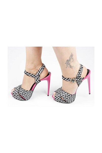 VEYİS USTA Siyah Beyaz Pembe Topuklu