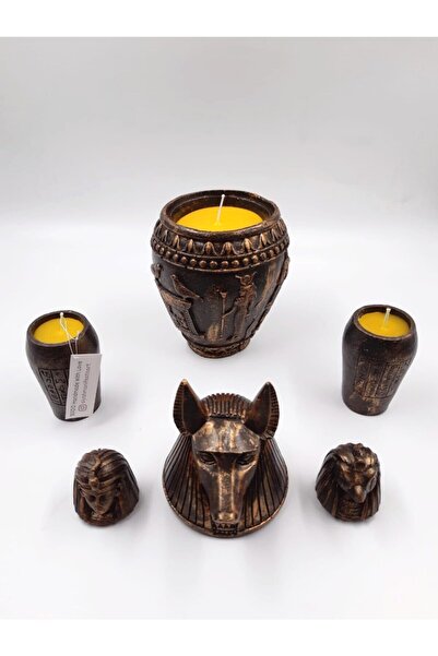 SİYAHMANİFESTOART Antik Mısır Heykel Içinde Mum Set