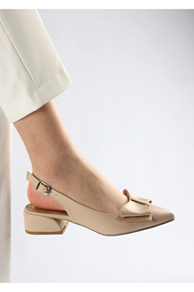 FORS SHOES Béžová Skin Bow Boty na otevřeném podpatku 3 cm