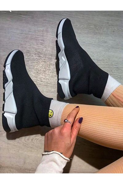 Erol Tricotaj de damă șosete negre pantofi sport pantofi sport