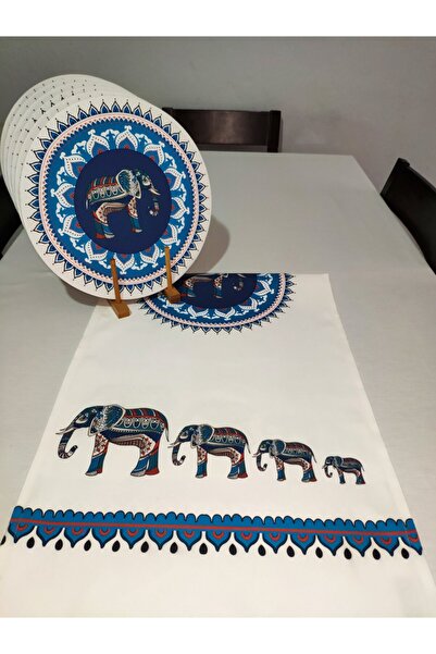 Viemso Ethnic Elephant Patterned Runner, Set of 2 Charger Plates