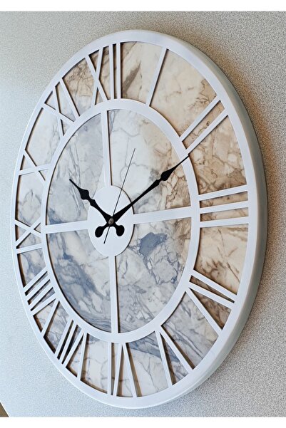 Markakanvas Mermer Desenli Metal Duvar Saati