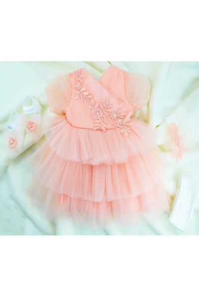 Pugi Baby Kız Bebek Tüllü Pliseli Mevlüt Elbisesi