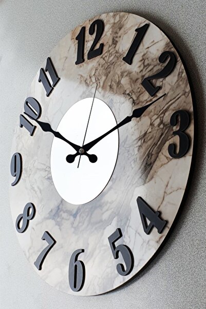 Markakanvas Mermer Desenli Aynalı Duvar Saati