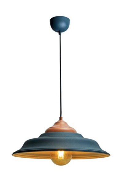 demet habek mylights S Retro Rustik Siyah Içi Sarı Metal Sarkıt Avize