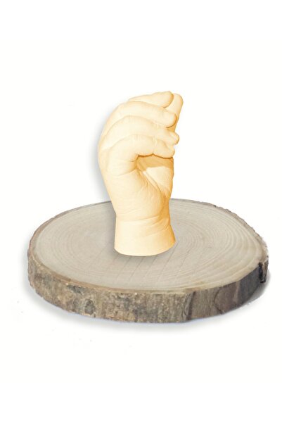 Küçük İzler 3D Child Handprint Sculpture Mold Set with Natural Wooden Stand w...