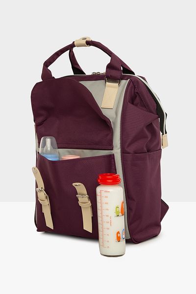 Bagmori Purple Women's Pocketed Mother Baby Bag with Logo M000003884