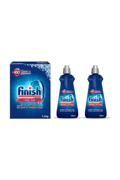 Finish Bulaşık Makinasi Tuz 1.5 kg -  Parlatıcı 400 ml + 400 ml