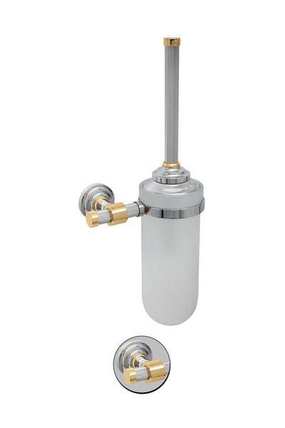 Maya Line Chrome Pvd Gold Mounted Toilet Brush Glass 100% Brass