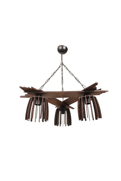 Vedemo Rustik William Pro 3lü Ahşap Avize