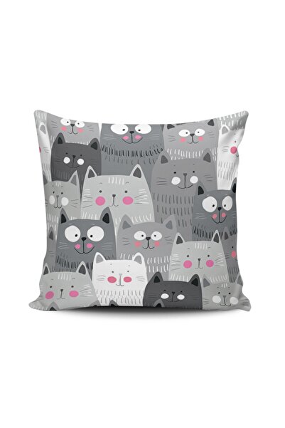 Alkan Homes غطاء وسادة مطبوع رقميًا على شكل قطط لطيفة