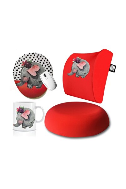 Officeküp Avantajlı 4'lü Set: Visco Bel Destek Yastığı & Oturma Minderi & Mou...