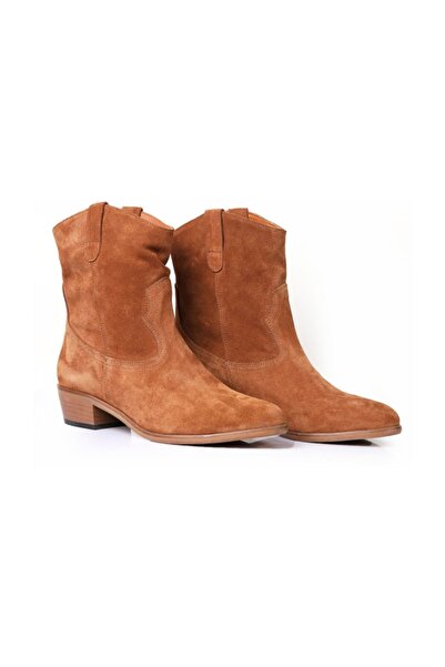 Nemesis Shoes Gerçek Deri Kadın Bot Taba Süet
