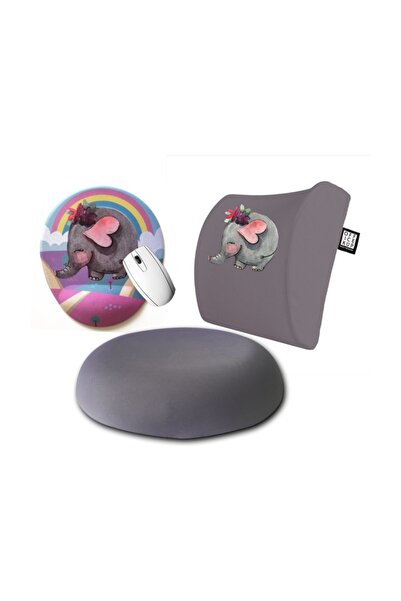 Officeküp An Elephant Bee Visco Yastık Visco Oturma Minderi Mouse Pad 3'lü Set