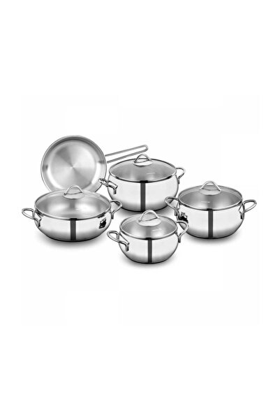 KORKMAZ A1800 Tombik 9 Parça Çelik Tencere Seti