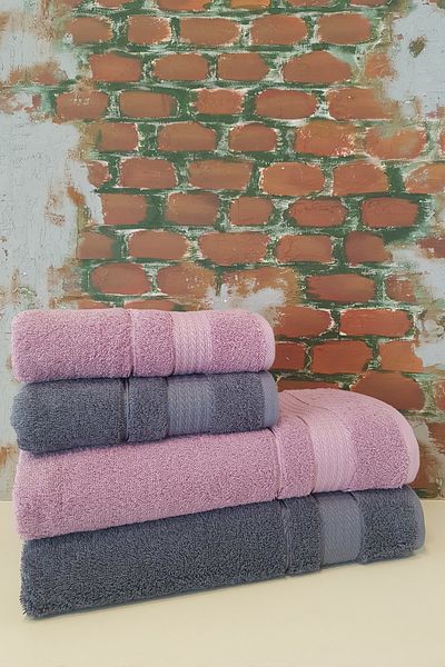 Özdilek Trendy 4 Piece Bath Set Light Lilac Dark Gray