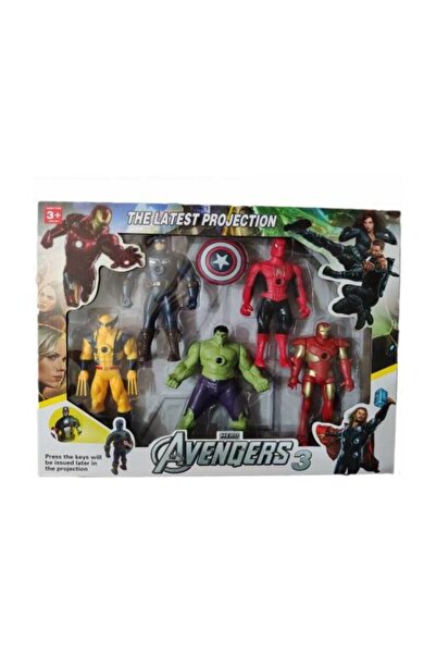 Mashotrend Yenilmezler 3 Serisi Kahramanları 5 Li Projektörlü Oyuncak Seti