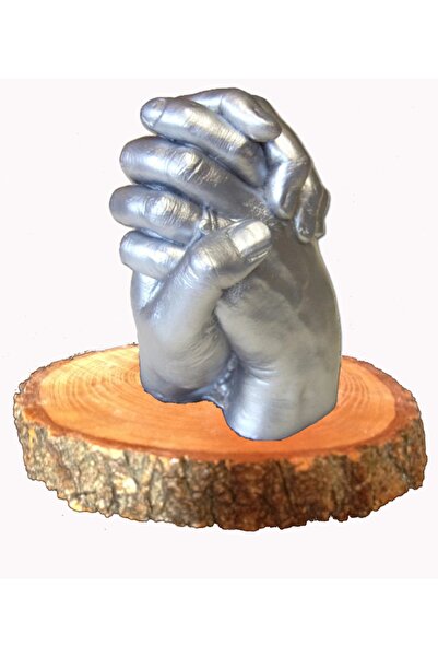 Küçük İzler 3D Valentine's Handprint Sculpture Mold Set with Natural Wooden S...
