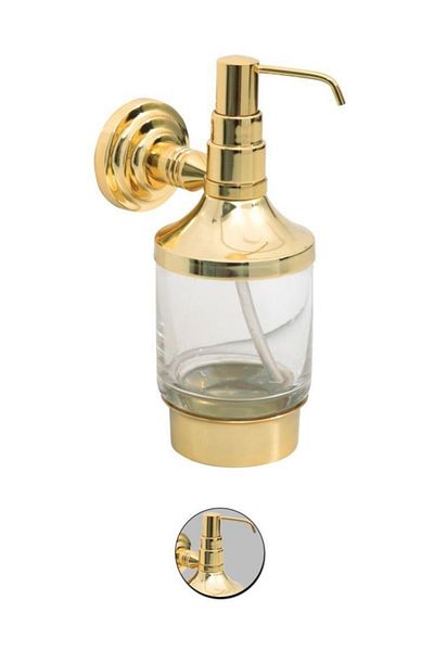 Maya Line Pvd Gold Mounted Liquid Soap Dispenser Glass 100% Brass