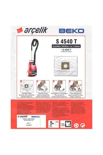 Arçelik Original Vacuum Cleaner Synthetic Dust Bag - S 4540 T, Pack of 5