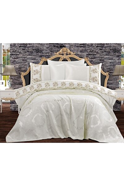 GOLDROOM Glazed Cream Double Bridal Set 7 Pieces