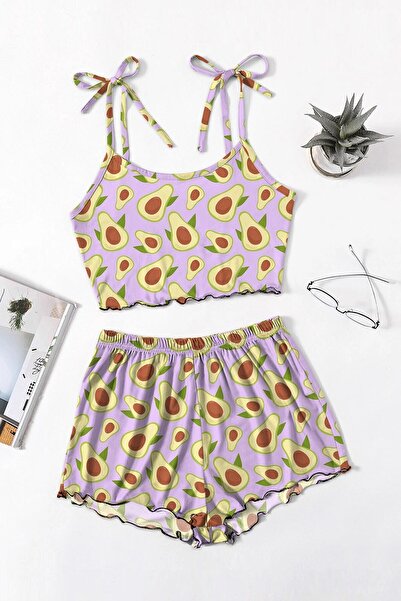 PEMBİŞ HOMEWEAR Angelina Avakodo Mor 2 Li Ultrasoft Şort Takımı
