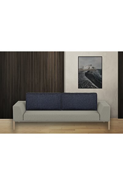 AYPETEKS Koyu Mavi Keten Kutu Model Koltuk Sırt Kırlent Kılıfı Bahçe Seti Büyük Boy Kırlent Kılıf