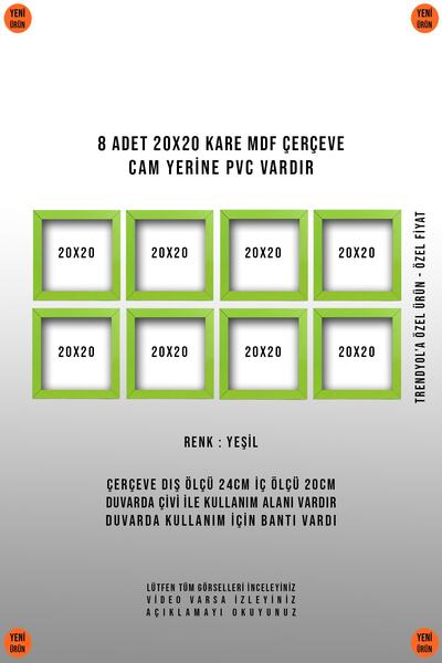 yhfoto 8 KOMADA KVADRATNOG ZELENOG OKVIRA 20X20 - MDF OKVIR
