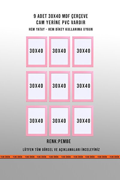 yhfoto 9 KOMADA 30X40 ROZE OKVIR - A4 OKVIR - MDF OBOJENI OKVIRI