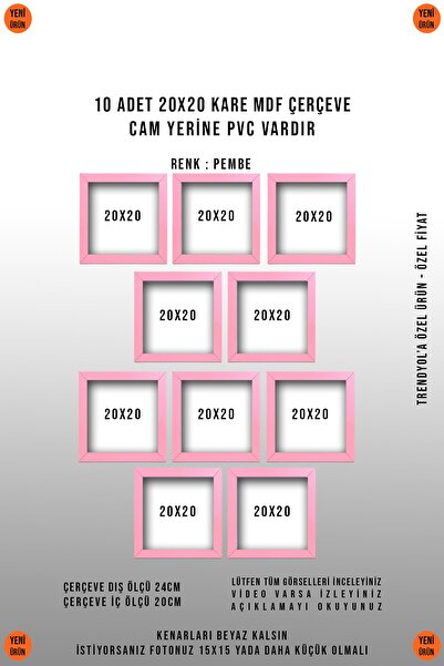 yhfoto 10 KOMADA KVADRATNOG ROKA 20X20 U RUŽIČASTOJ BOJI - MDF ROK