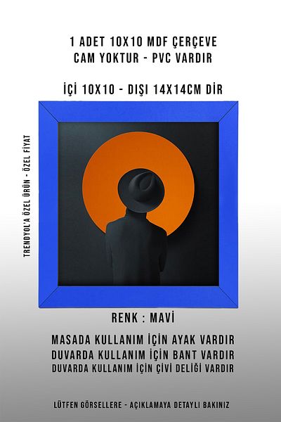 yhfoto MINI CADRU ALBASTRU PĂTRAT 10X10 - 1 CADRU PĂTRAT - CADRU MDF