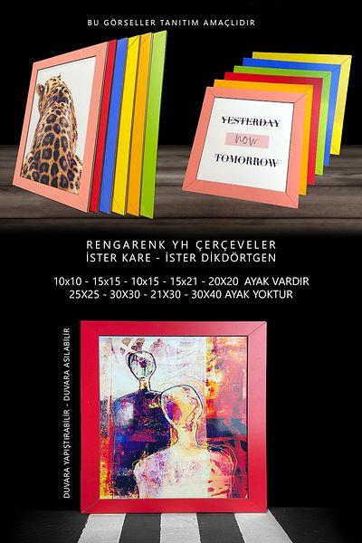 yhfoto 6 PIECES 20X20 SQUARE RED FRAME - MDF FRAME