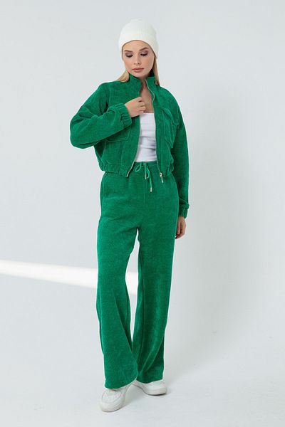 Lafaba Women's Green Double Velvet Suit