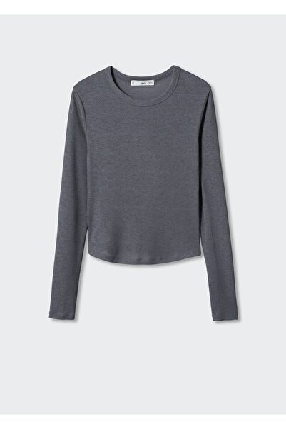 MANGO Woman Tricou tricot cu nervuri