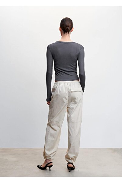 MANGO Woman Tricou tricot cu nervuri