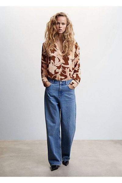 MANGO Woman Patterned Satin Blouse